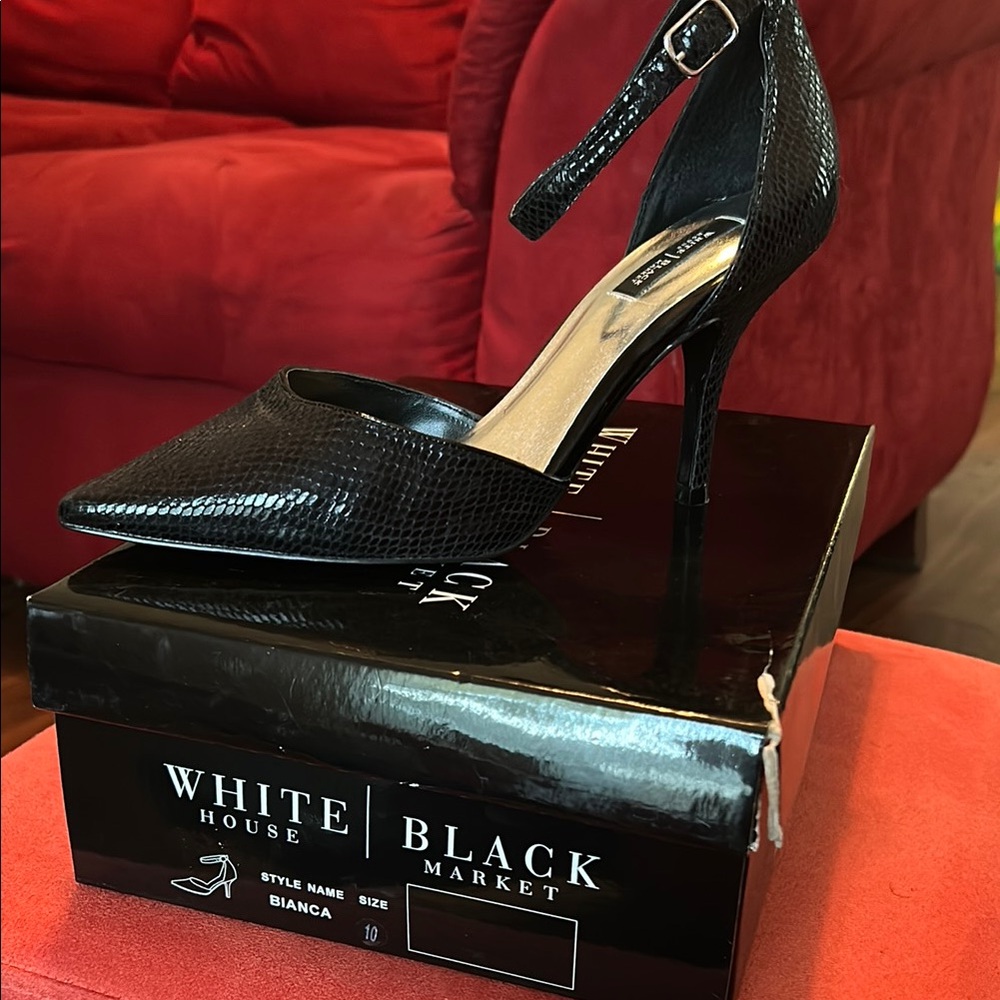 White House Black Market Textured Black Heels